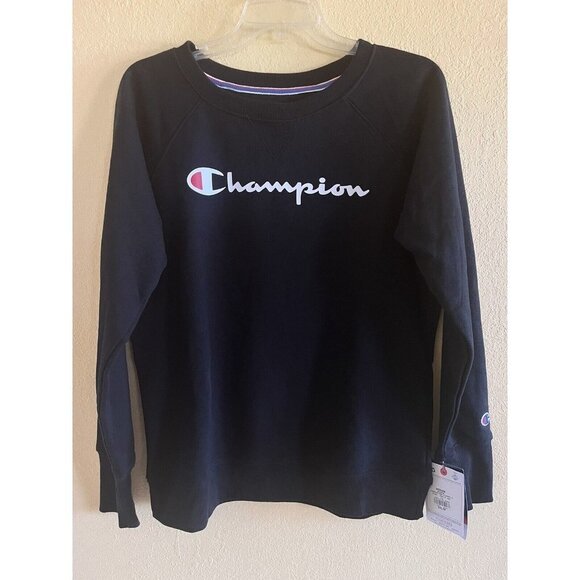 Champion Tops - Champion Women’s Powerblend Classic Crewneck Sweatshirt BLACK Size Medium